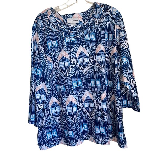 Alfred Dunner Tops - Alfred Dunner 3/4 sleeve geometric pattern top, Size Large GUC
